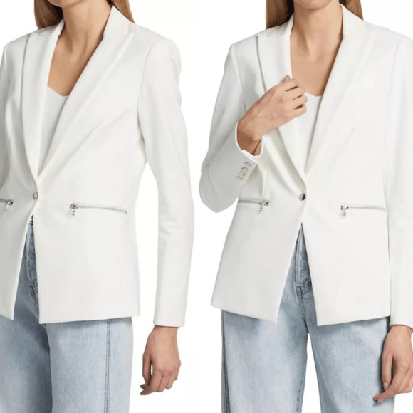 Veronica Beard Women's Scuba Schoolboy Blazer Sz 0 NWT 600 White IRRG